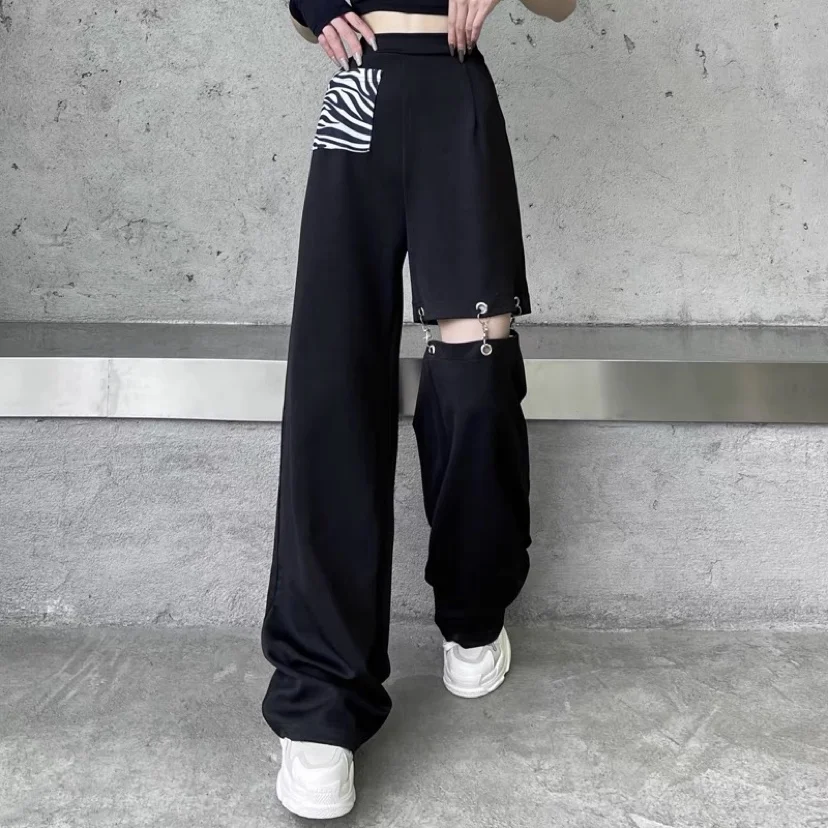 Y2K Hipster Unisex Men Pants Summer Thin Trendy Chic Vibe Trousers Hippie Streetwear Jogging Wide Leg Straight Sexy Male Pants