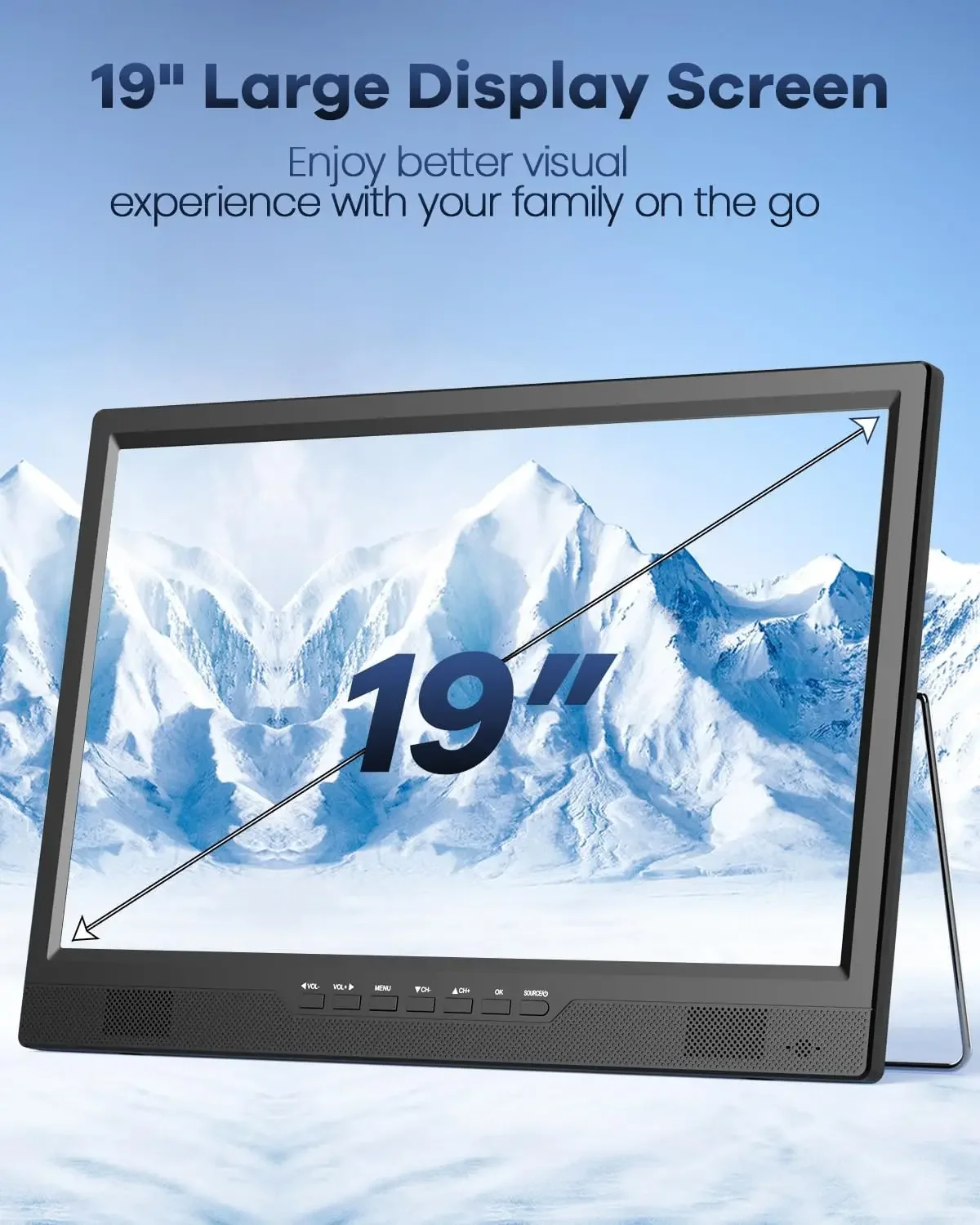 TV for Camping, 8000mAh Battery TV Portable for Power Outages, 180° Adjustable Stand, 1080P HDMI Input, AV Input, USB, Small TV