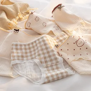 Cartoon Calcinhas Cotton Damenbär, atmungsaktiv innen, Mädchenunterwäsche, mittlere Taille, weiche weibliche, sexy, schöne Dessous, 5 Stück pro Set 6 Hauptverkäufe Frauen Cueca Anime - №4
