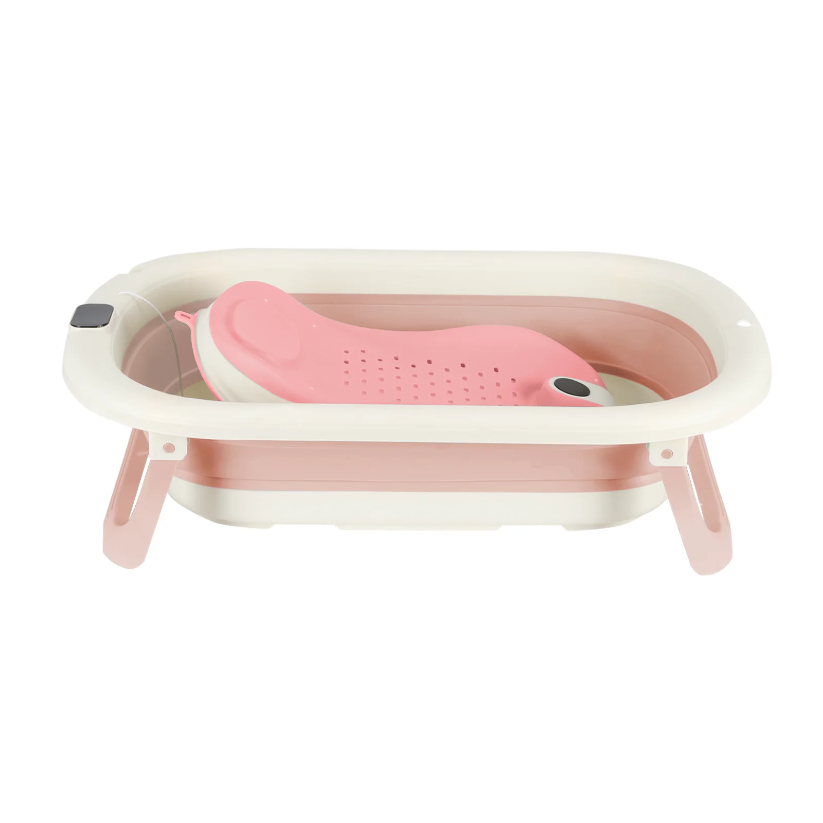 Baignoire Pliable Bébé, Avec Thermometre Digital, Coussin De Bain, Compacte Portable, Gris/Rose/Kaki
