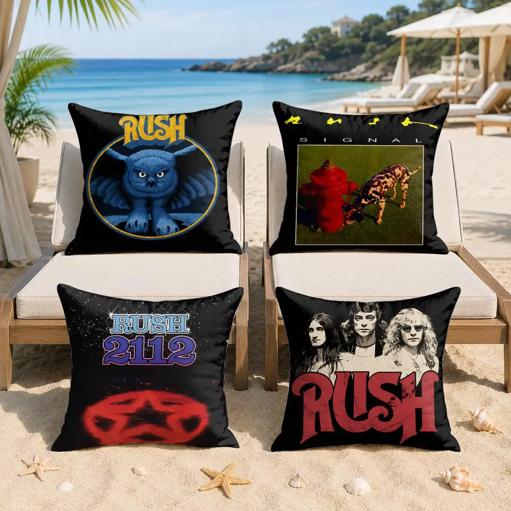 R-Rush Rock Band Cool Cushion Cover Silky Short Plush Invisible Zipper Dustproof Sofa Pillow Case For Home Decor