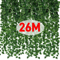 26/4M Artificial Plant Green Ivy Leaf Garland Hanging Vines Outdoor Greenery Wall Decor DIY Fake Wreath Leaves Home Party Decor