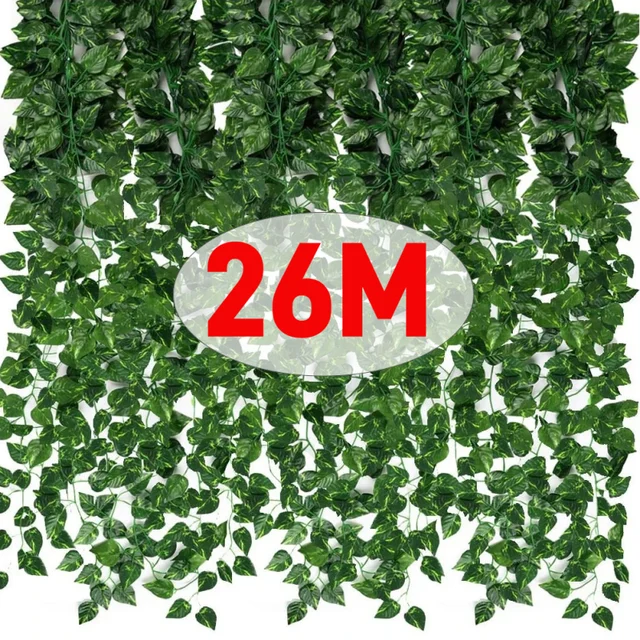 26/4M sztuczna roślina zielony liść bluszczu girlanda wiszące winorośle zewnętrzna zieleń dekoracje ścienne DIY fałszywy wieniec liście wystrój domu na przyjęcie
