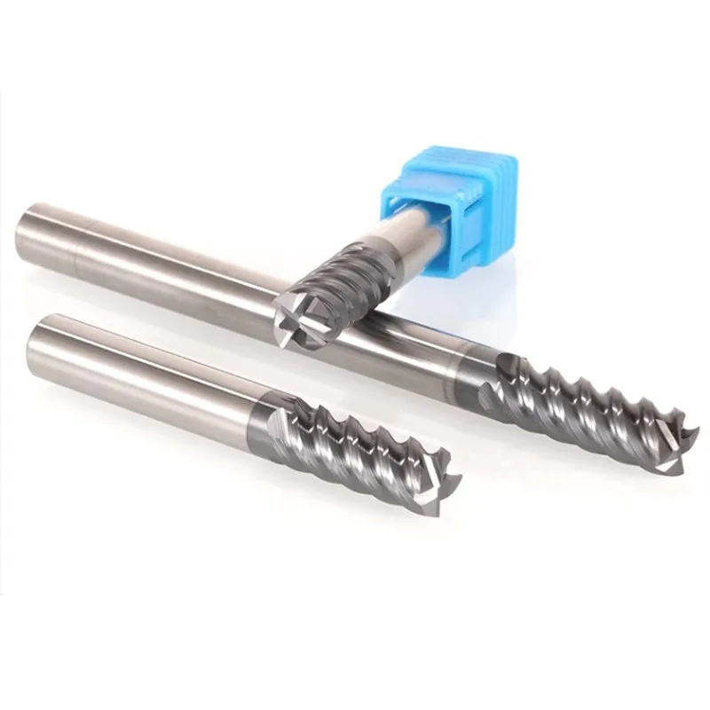 ROMTIC-Fraise à 4 cannelures en carbure d'acier au tungstène, revêtement de caractéristique noire, haute dureté, centre d'usinage CNC, outils de fraise en bout, HRC68
