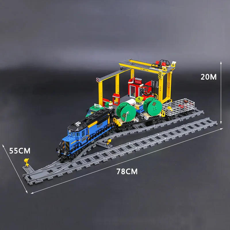 Compatible with 60052 Cargo Train Building Block Train 1033 pcs Brick Toy Remote Control MOC Display Model Christmas gift 02008