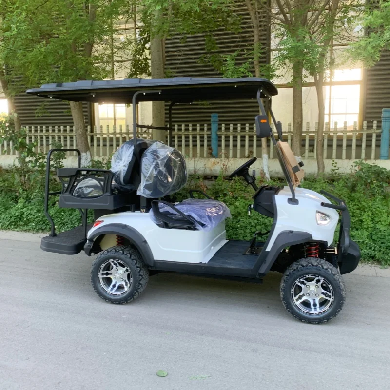 OEM Hunting Carts New Design Golf Course Luxury Solar Panels Electric Golf Cart Free Custom Color 12 Inch Tires Golf Bag Rack