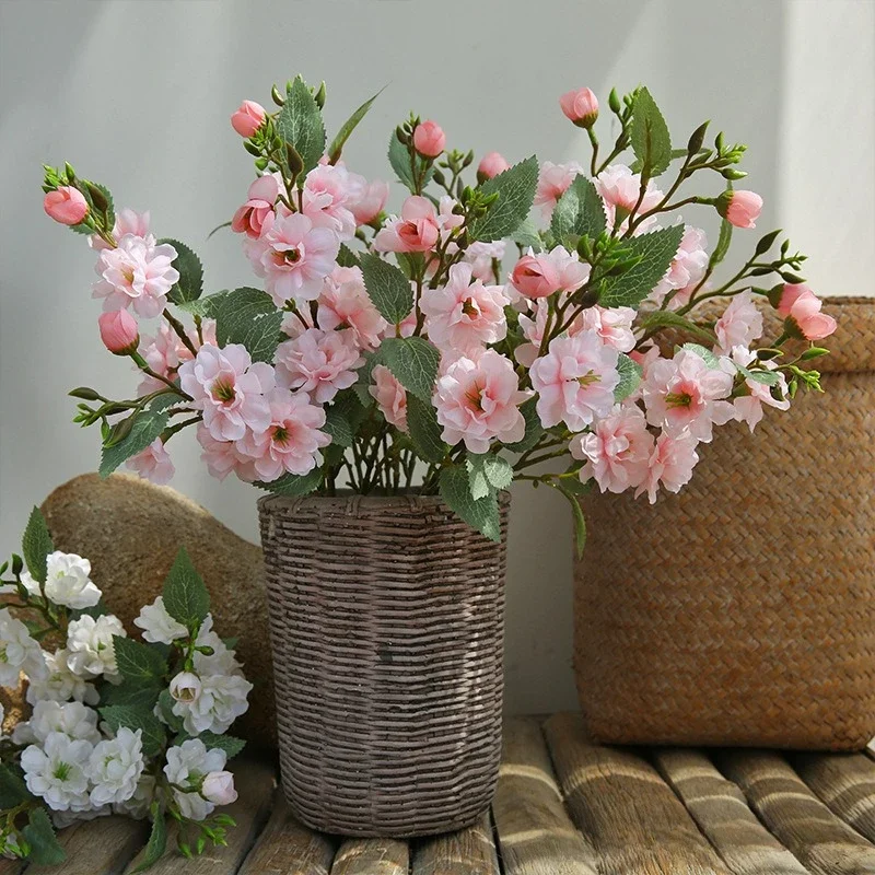 45cm 5 Frok Camellia Silk Flowers for Home Table Wedding Home Decoration Flower Arrangement Plantas Artificiales Para Decoracion