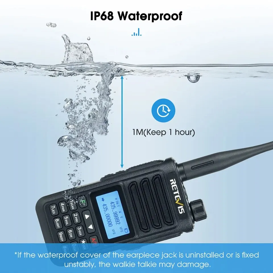 Retevis RA89 Walkie Talkie USB C Charge IP68 Waterproof 10W Long Range Two Way Radio Intelligent Noise Reduction HT Transceiver