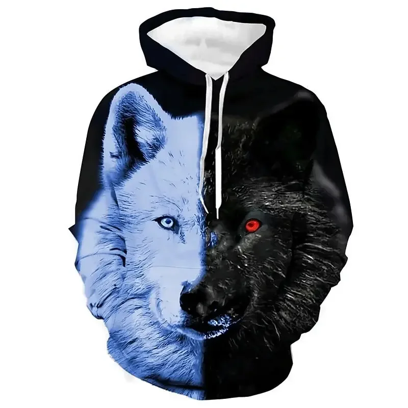 

New men's hoodie animal wolf 3D printing fun animal street fashion cool oversized sports shirt casual children's long sleeves