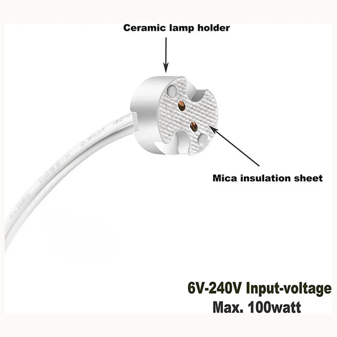 Mini enchufe de cerámica bipin MR16 G4, soporte de Base de bombillas halógenas MR11 G5.3, conector de cable de cerámica para enchufe Led