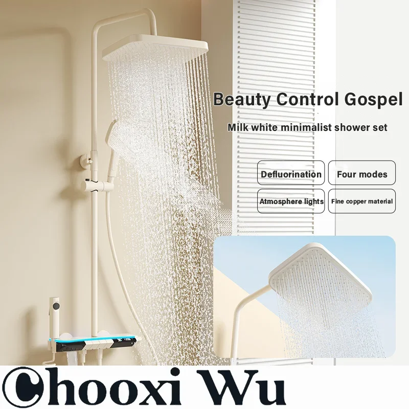 

CHOOXIWU - Luxury Bathroom Shower Set Smart Thermostatic Shower System with Digital Display LED Rain Showers Faucet Included Ful