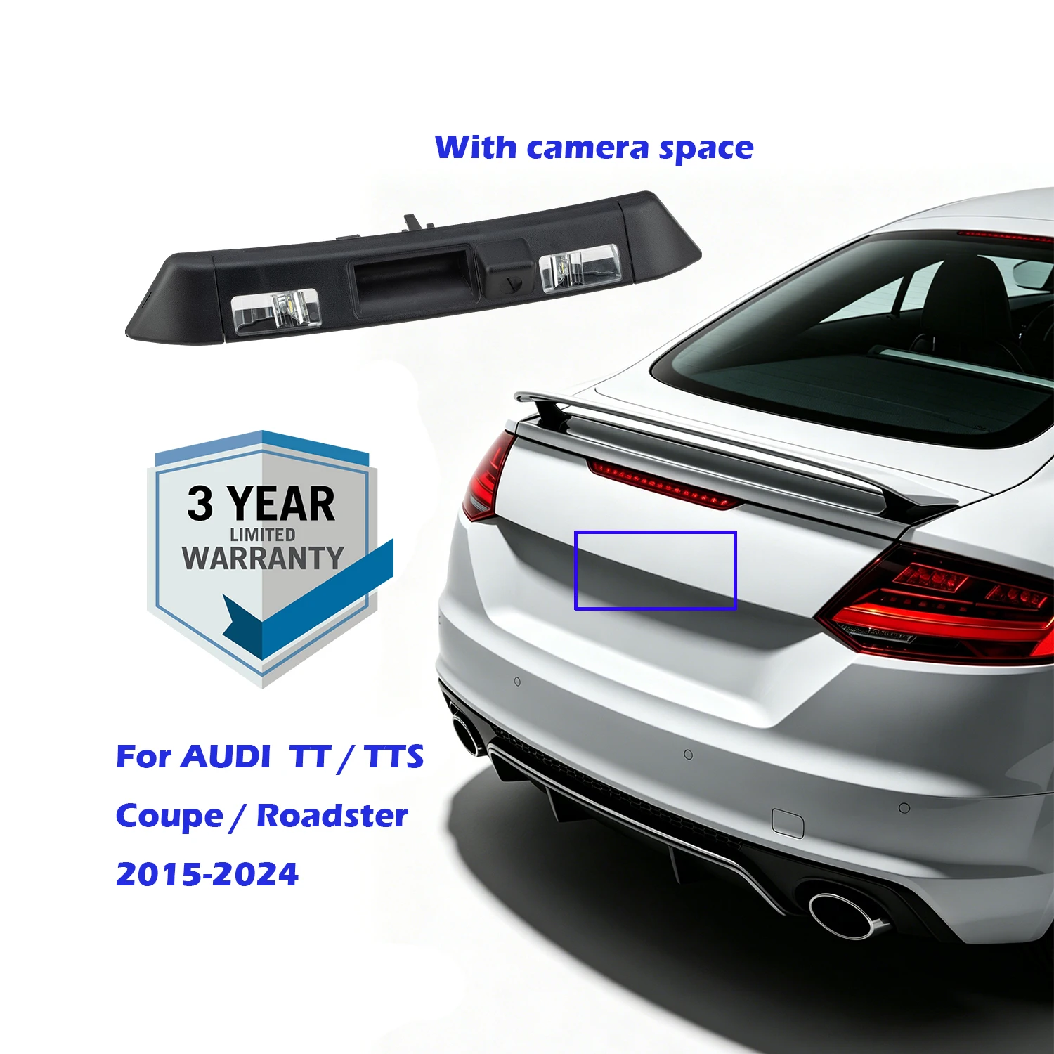 8S0827574C Trunk Tailgate Handle with Licence Plate Light Reverse Camera For AUDI TT/TTS/TTRS FV Coupe Roadster 2015-2024