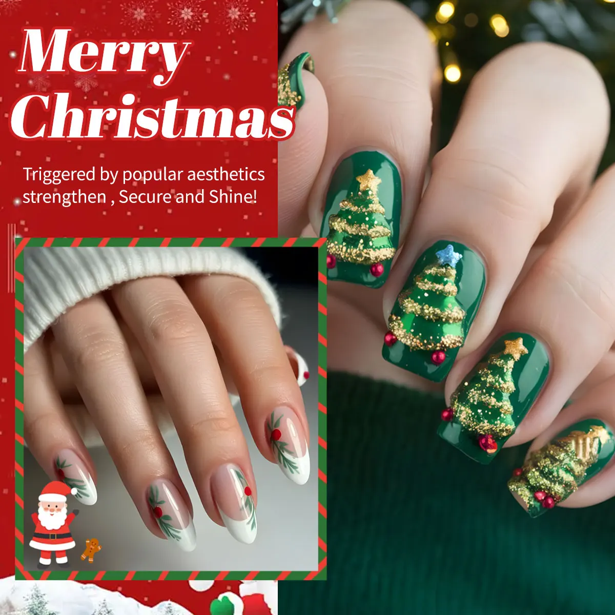 مجموعة جل طلاء أظافر فوكي مكونة من 5 قطع - سلسلة ألوان عيد الميلاد، مناسبة لعلاجات المانيكير والباديكير على مستوى الصالون.