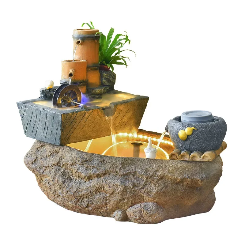 Chinese garden sink stone trough flowing water lucky ornament
