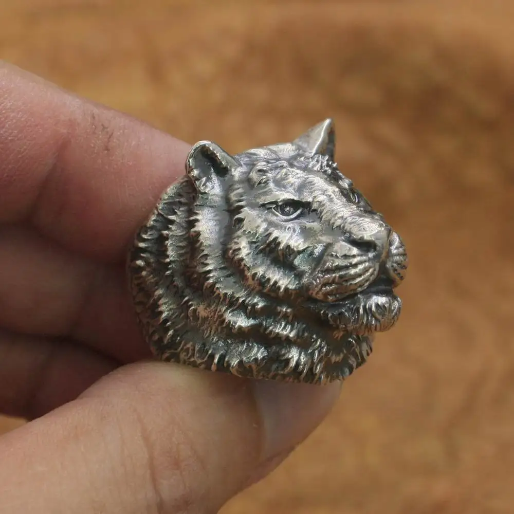 Huge 925 Sterling Silver Tiger Ring Charms Animal Jewelry TA223 US Size 7~15 BZ
