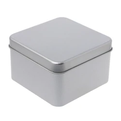 Small Metal Tin Silver Storage Box, Case for Money, Coin, Candy, 9x9cm