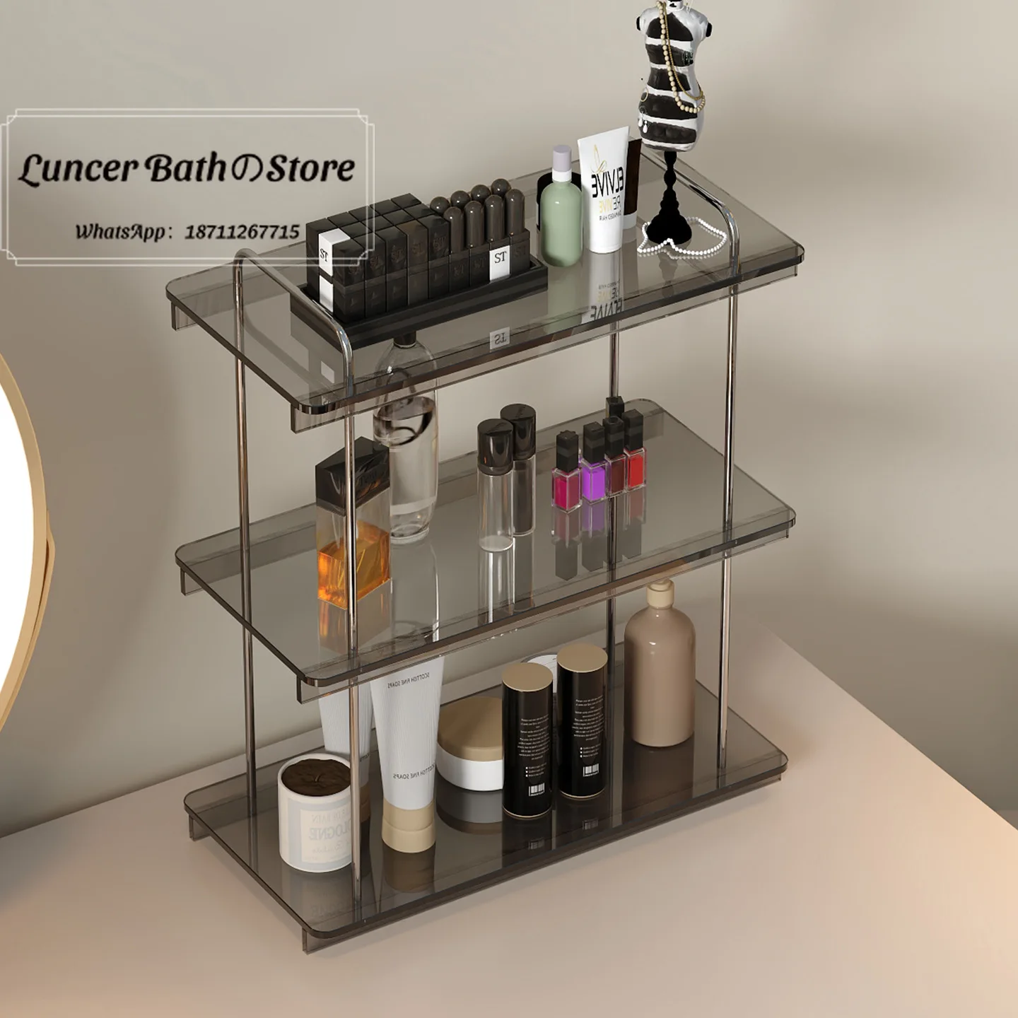 Multi-layer bathroom storage rack on the wall, bathroom sink, bathroom waterproof cosmetic storage rack, faucet storage rack