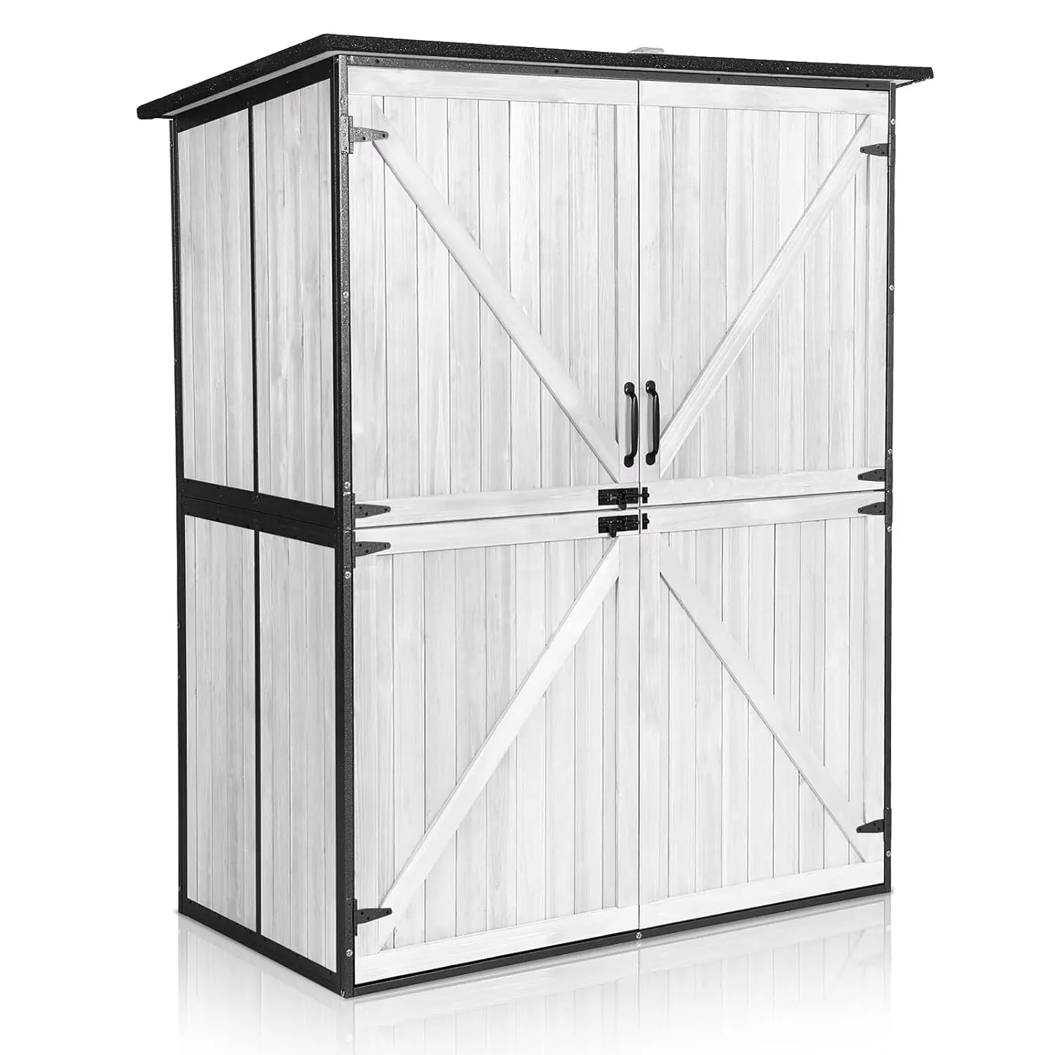 

Waterproof Fir Outdoor Storage Shed with Floor Adjustable Shelves Double Lock for Garden Tools Household Debris Customized