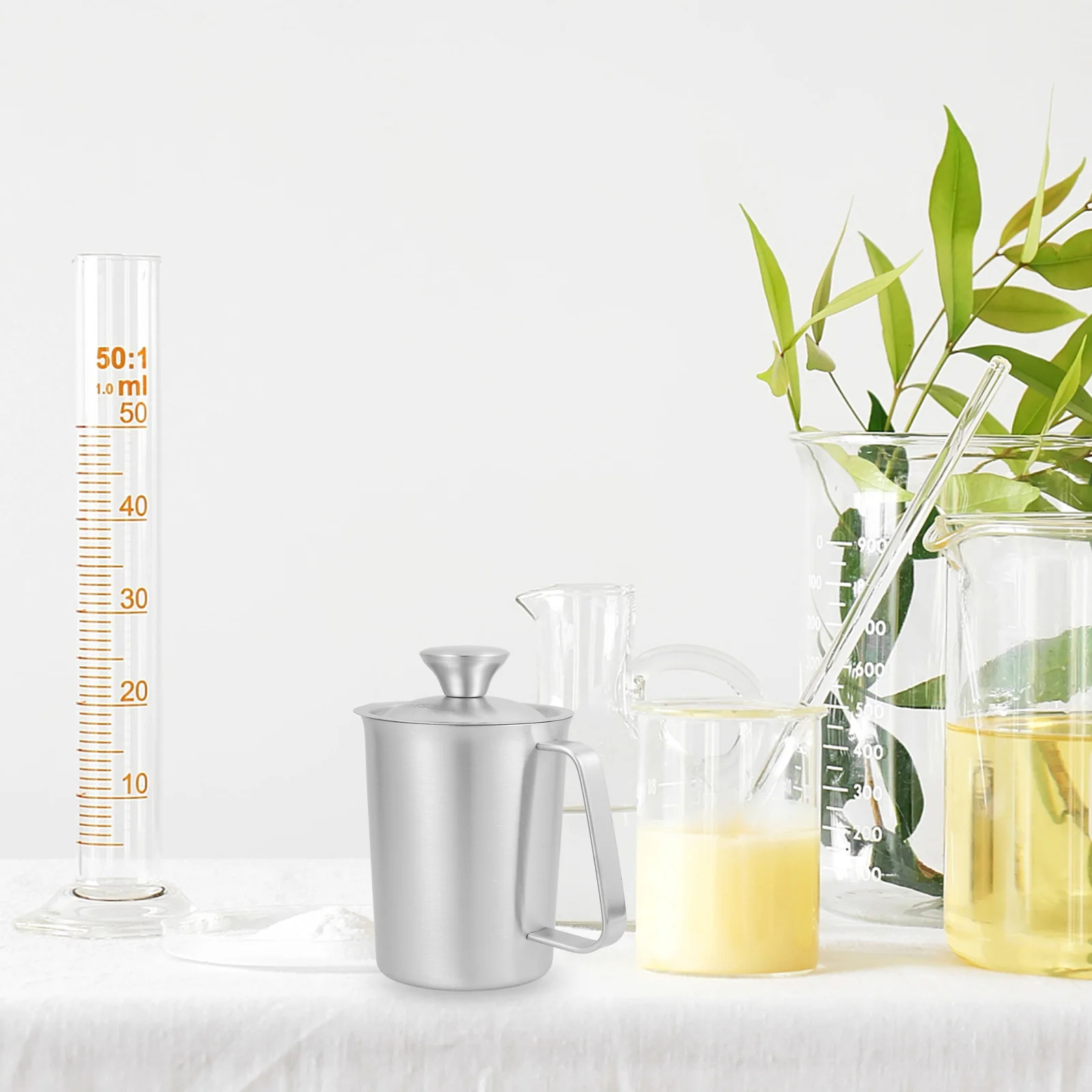 

500Ml Stainless Steel Measuring Cup Clear Scale Wide Mouth No Spill Lid For Baking Laboratory Use Kitchen Measuring Container