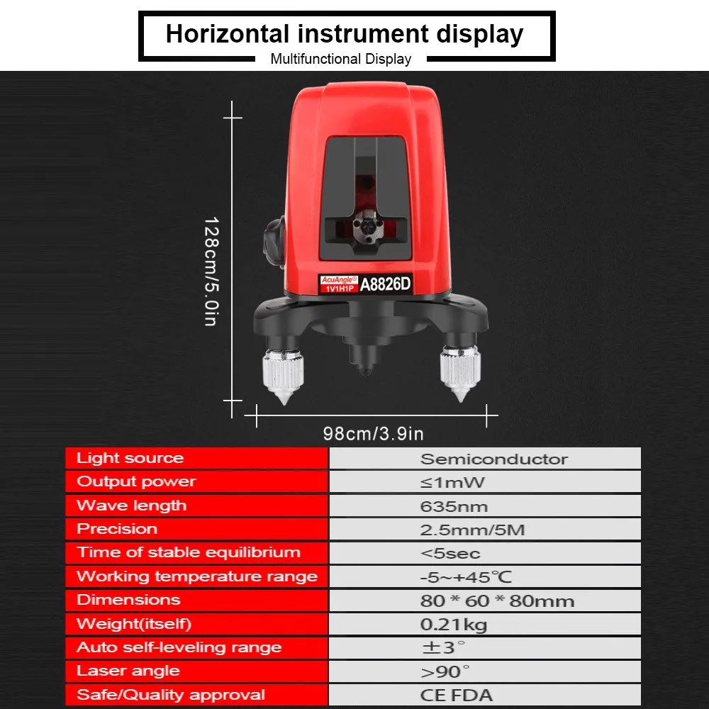 LEERCHUANG Laser Levels 2 Lines Laser Level Self Levelling Red Beam Laser Horizontal Vertical Cross-Line Construction Tool Level