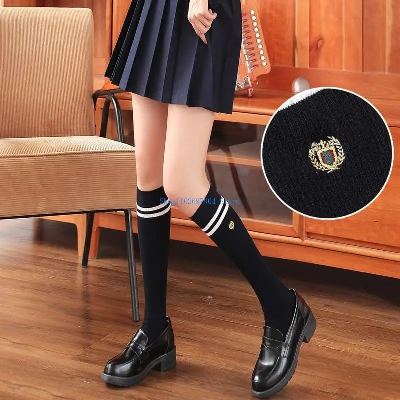 N7YF لوليتا مخطط بلون الجوارب النساء JK نمط الهدايا الفتيات الفخذ العليا جوارب طويلة لطيف فوق جوارب طويلة #3