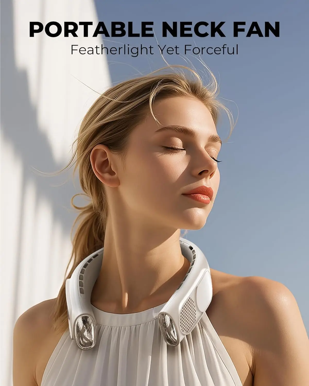 2026 New Upgrade Portable Neck Fans That Blow Cold Air, Wearable Bladeless Neck Fan, Rechargeable 360°Personal Fan Neck Cooler