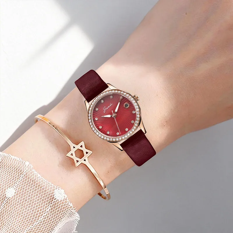 New Stylish Women'S Quartz Watch With Leather Strap, Suitable For Female Students. High-Quality, Carefully Selected Timepiece.