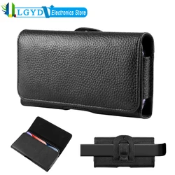 HAWEEL 4.7-6.8 inch Genuine Leather Cell Phone Belt Clip Bag Litchi Texture Horizontal Magnetic Waist Pouch Case