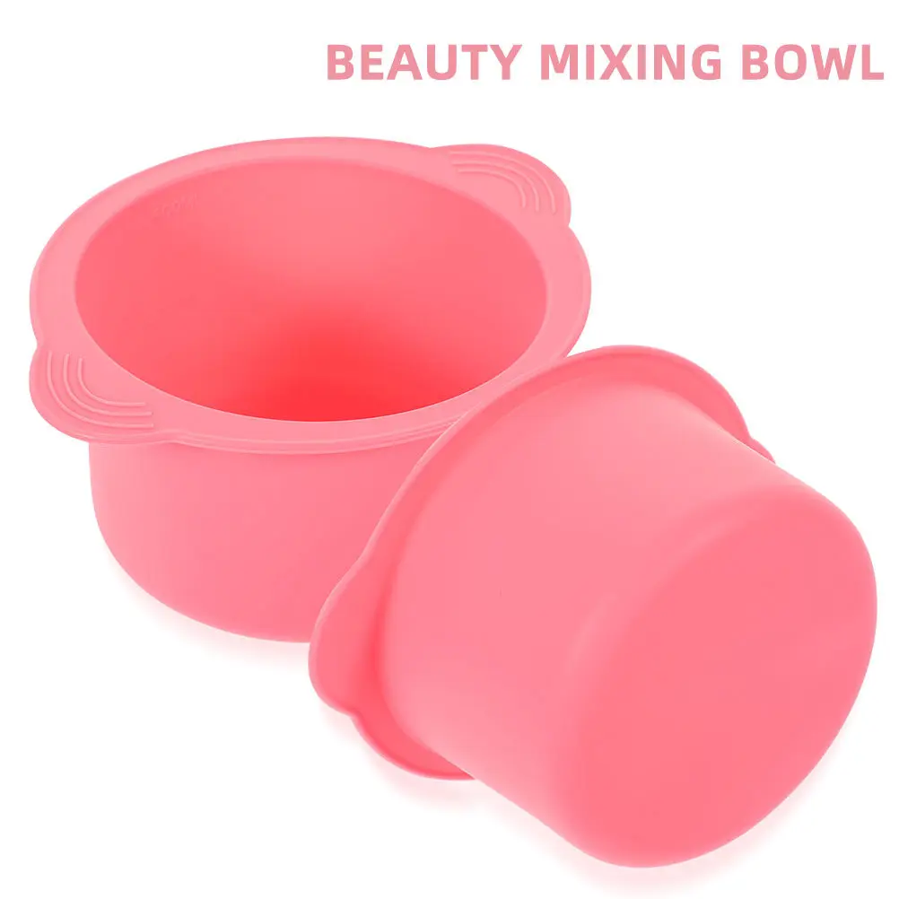 2Pcs Silicone Wax Warmer Liner Facial Mask Bowl 400Ml Reusable Non Stick Foldable Wax Pot Replacement Hair Removal Pink Blue
