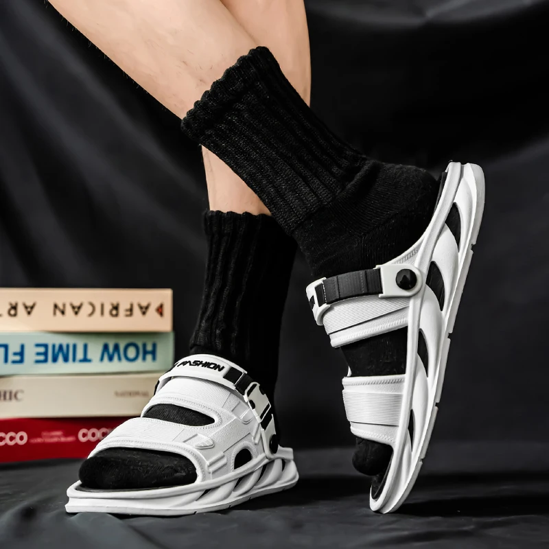 Moda verão sandálias masculinas antiderrapante homem sapatos de jardim tamancos plataforma chinelos masculino lazer slide confortável casual sapatos de praia
