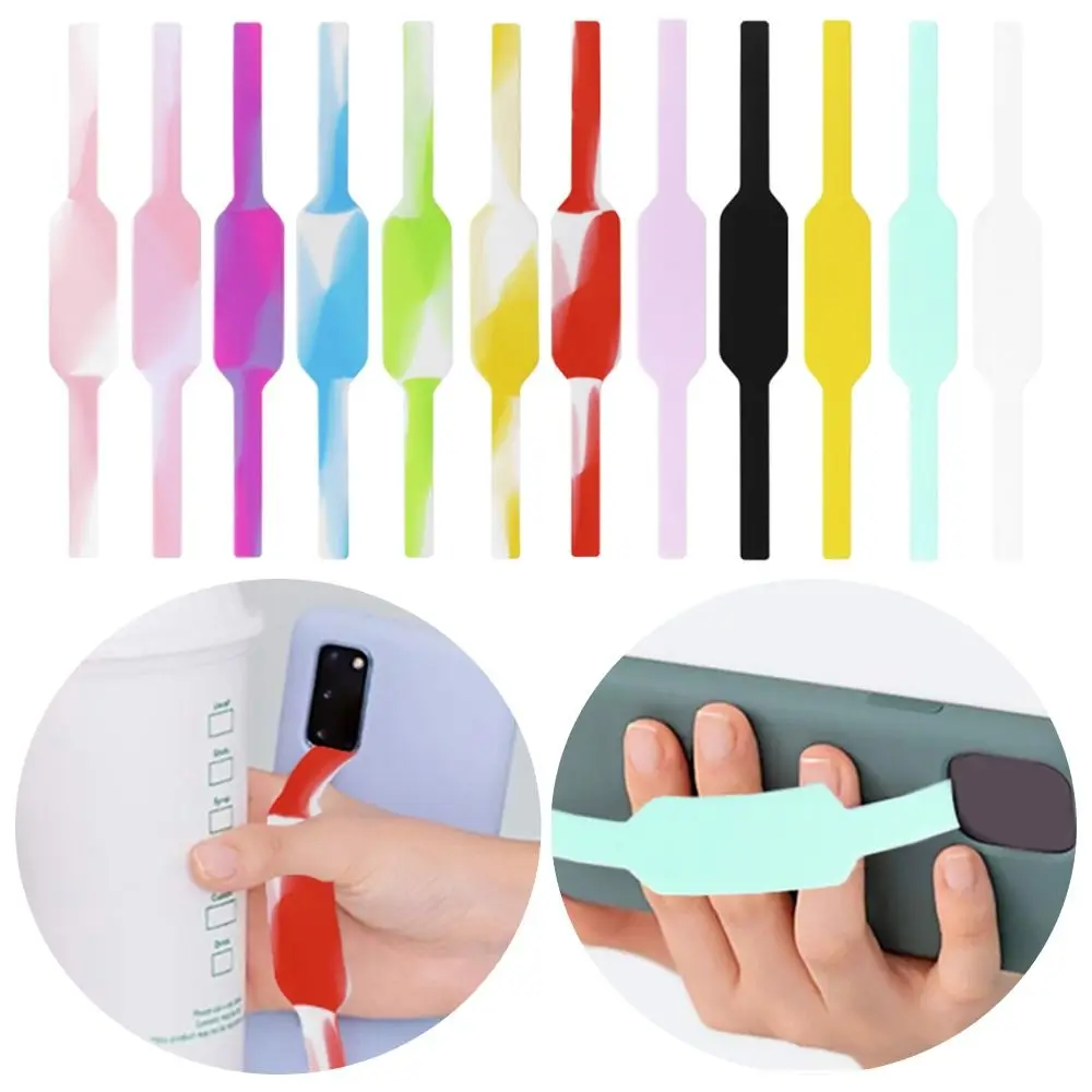 Sipmle Silicone Phone Strap Colorful Soft Phone Case Wristband Elastic Phone Holder Finger Grip Phone Accessories