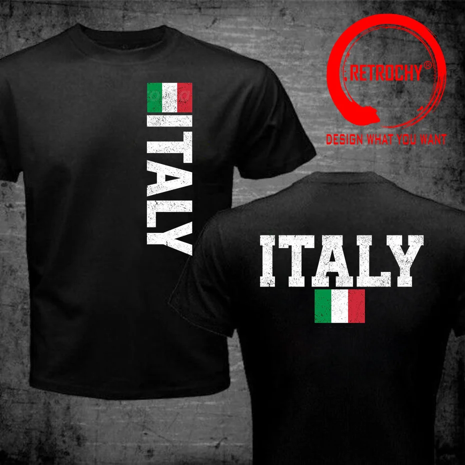 Front Back Print Italy Gift Vintage Italia Italiano Italian Flag T-shirt 100% Cotton T Shirt Women Men Stylish Basic Tee Shirt