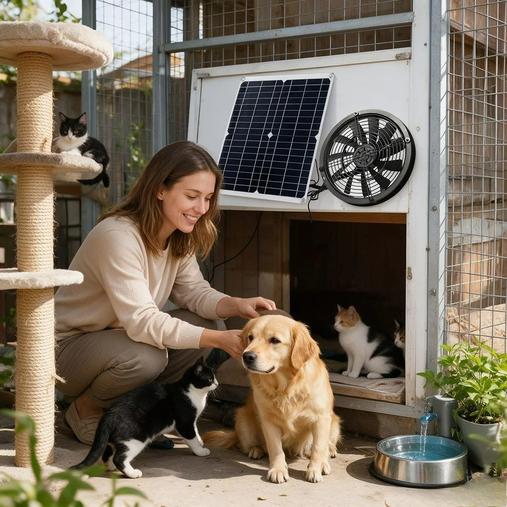 Farm Barn 15W Solar Vent Fan Kit Waterproof Solar Powered Ventilator for Storage Shed Chicken Coop Dog Kennel Greenhouse