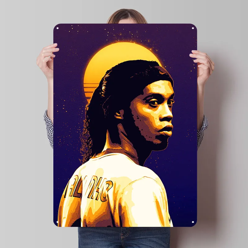 Ronaldinho Retro Poster Tinplate Signs Sport Poster Home Decor Items Custom Metal Sign for Wall Art Decoration Room Interior