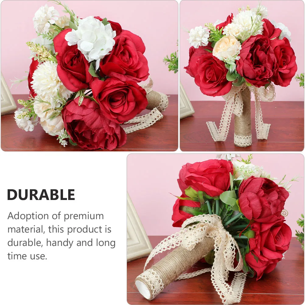 

Wedding Bouquet Artificial Flowers Bridal Elegant For Bride Simulated Rose Bouquet Long Lasting Durability
