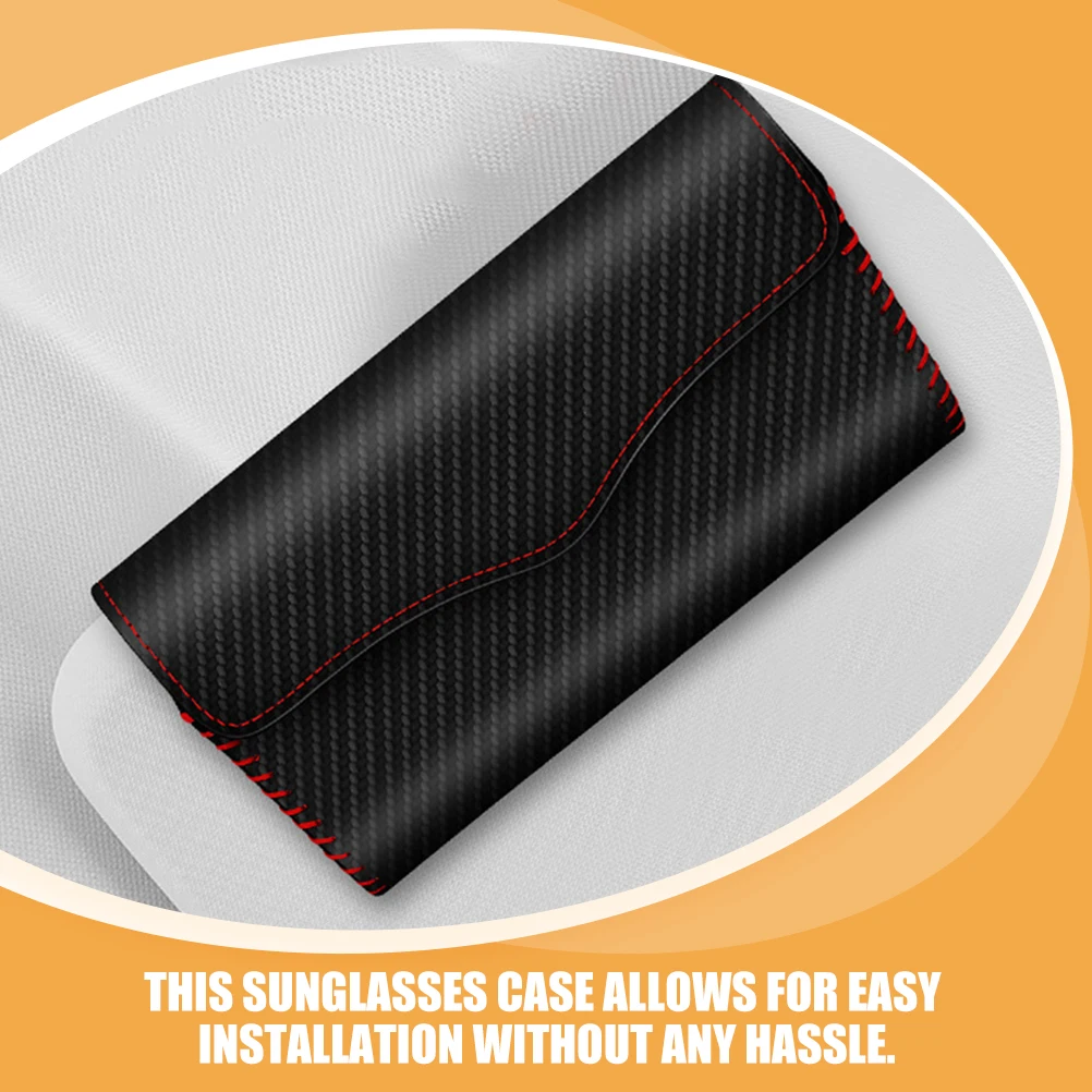 

Carbon Fiber Sunglasses Box PU Material Holder Black Pouch Car Visor Organizer Sunglasses Clip Auto Accessory Eyeglasses Storage