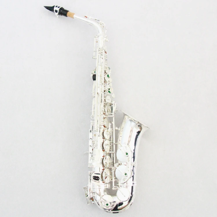 

OEM High Grade Pads Springs Professional Level Engrave Brass Body Silver Plated Surface Eb Key Alto Saxophone