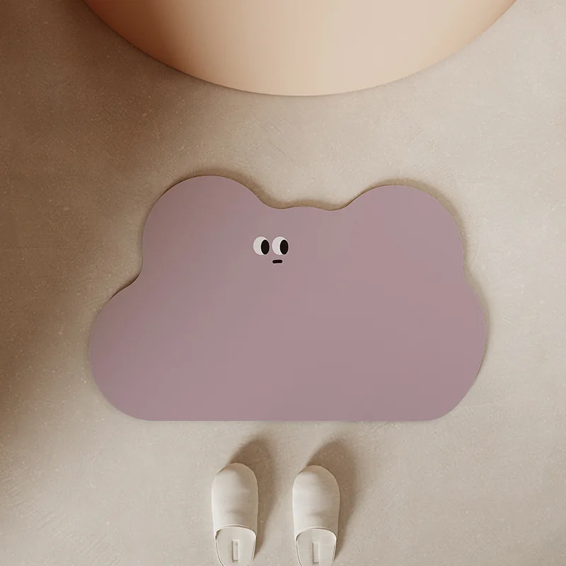 VIKAMA Simple and Funny Carpet Bathroom Absorbent Non-Slip Mat Soft Diatom Mud Shaped Door Mat Cartoon Home Decorative Foot Mat