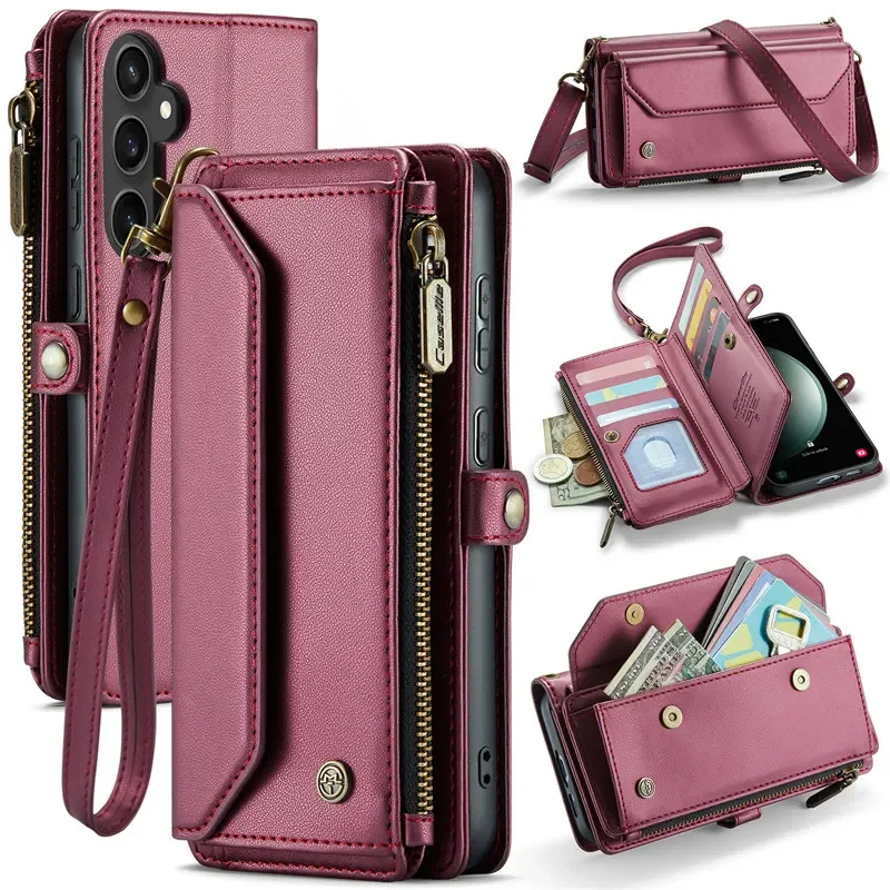 Crossbody Lanyard Portemonneehoesje voor Samsung Galaxy S26 S25 S24 Ultra S23 FE S22 Plus A17 A37 A57 A16 A36 A56 A15 A35 A55 hoesje