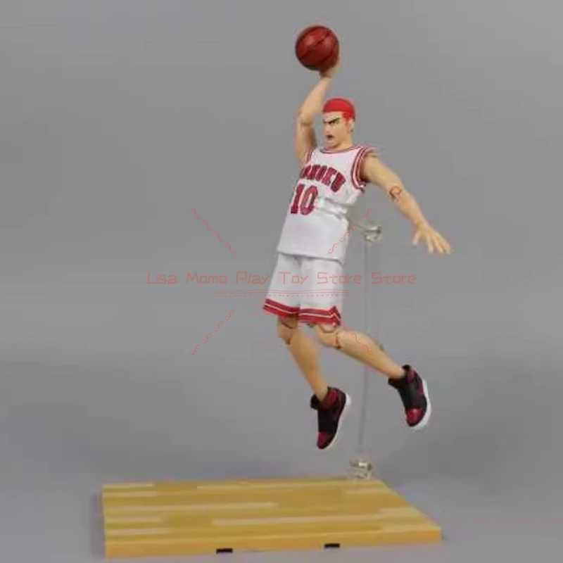 نموذج GT Slam Dunk Great Sage المدمج - Sakuragi Hanamichi مع قطع أصلع أو طاقم، جيرسي أبيض، أحذية AJ، نموذج لعبة