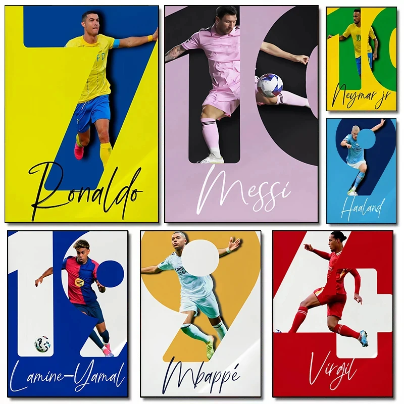 Famous Soccer Player Star Colorful Posters Football Prints Canvas Printing Modern Wall Art Picture for Living Room Home Decor