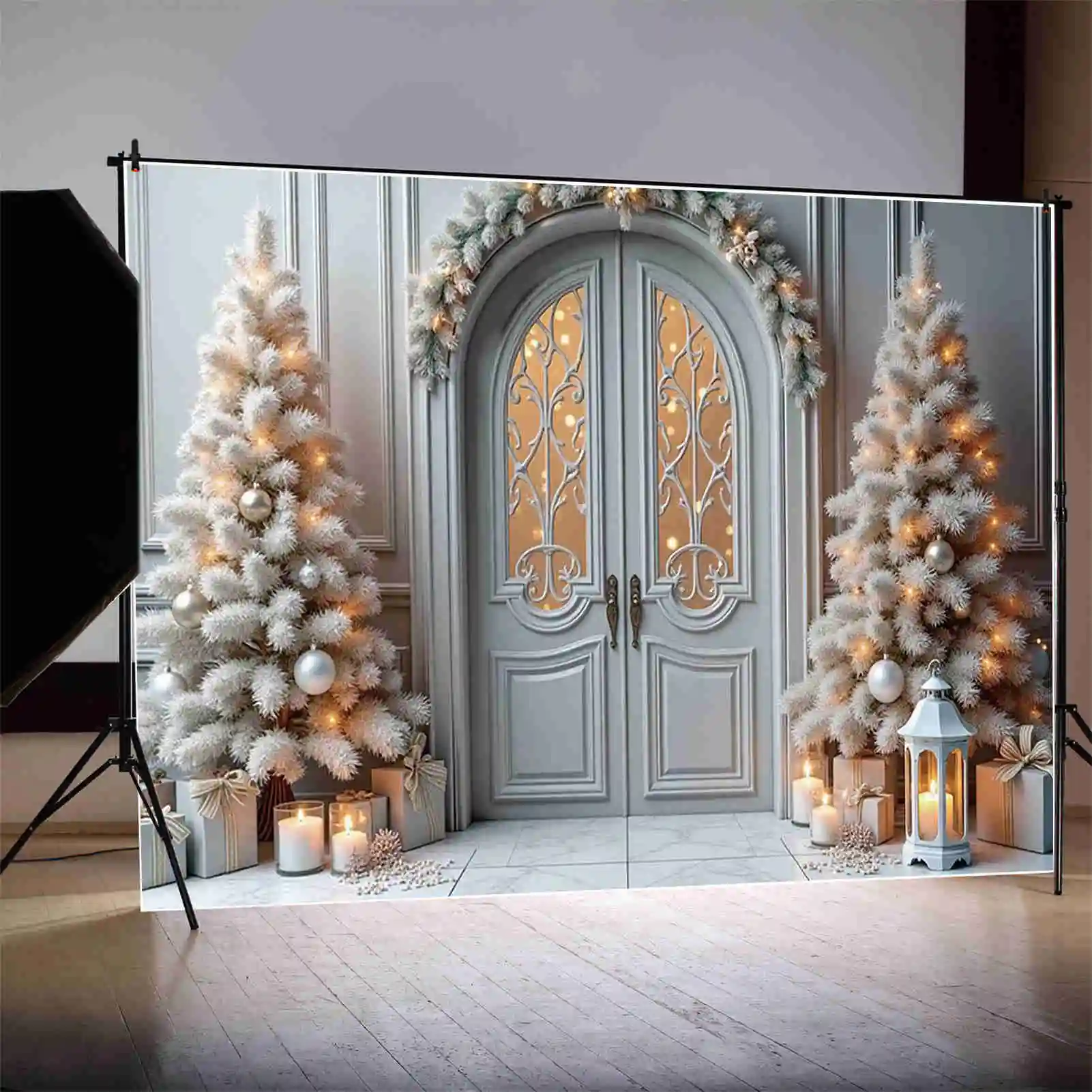 ดวงจันทร์QG 2025 คริสต์มาสการถ่ายภาพฉากหลังปีใหม่หน้าต่างXmas Treeพื้นหลังเด็กHome Party Studio Photocallอุปกรณ์เสริม