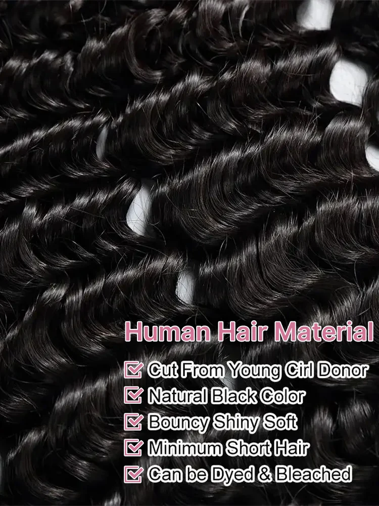 250 Density Deep Wave 4x4 Lace Closures Human Hair Wigs Pre Cut Lace Curly 7x5 Glueless Wig Human Hair Ready To Wear HD No Glue Water Wave 13x4 Frontal Wig For Women Brazilian Preplucked 100% Raw Human Hair Wigs Bleached Knots Natural Hairline view 3