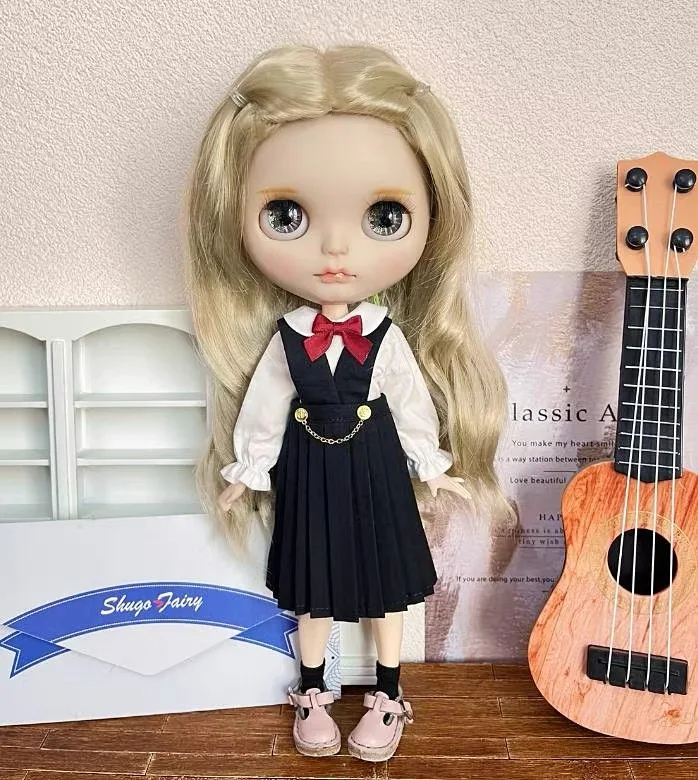 

ICY DBS Blyth Doll Clothe JK College Style Pleated Skirt + Shirt Set For OB24 Azone Blyth Doll Daily DIY Dress Up Clothing
