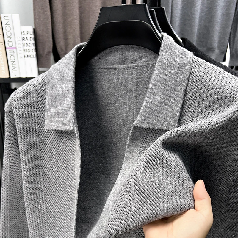 

Men's New Knitting High Quality Autumn Winter Knit Cardigan Buttonless Patch Long Sleeves Sweater Exquisite Leisure Fashion Coat