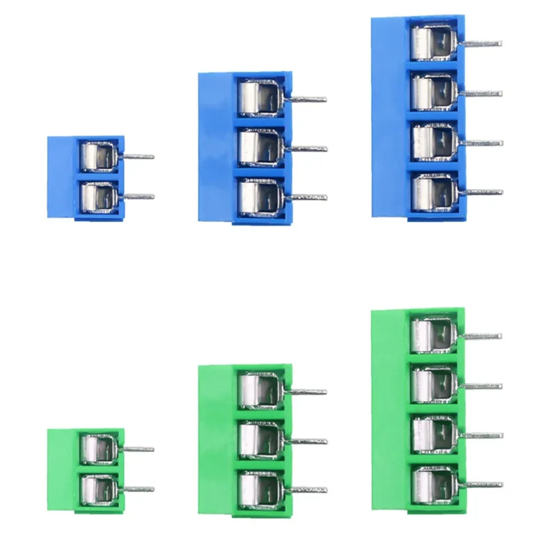 10/50PCS PCB Terminal Block Connector Pitch 5.0mm KF301 Straight Pin 2P 3P Screw PCB Terminal Blocks Connector Assortment Kit