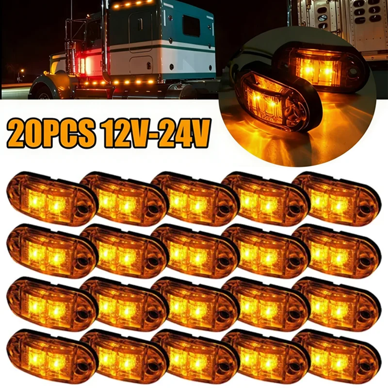 

20PCS 12V 24V Truck Light indicators LED Side Marker Lights Car Truck Front Rear Side Lamp Caravan Lorry Clearance Lamp