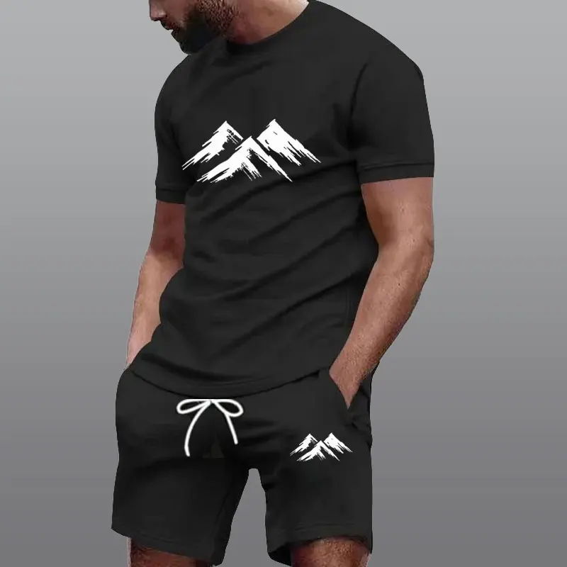 Men's Sets Sportswear Summer Fashion Two-Piece Sports Fitness Running Casual Quick Drying Short Sleeved Shorts Set Male