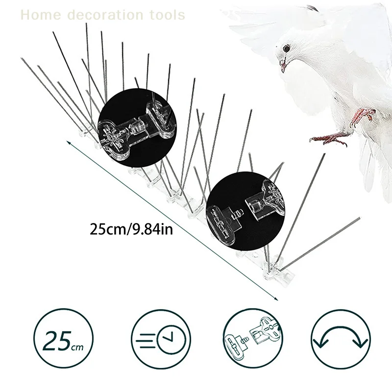 1PC Stainless Steel Pigeon Defense Spikes, Balcony Anti-Bird Nail Kit 25cm, Deterrent Pest Control