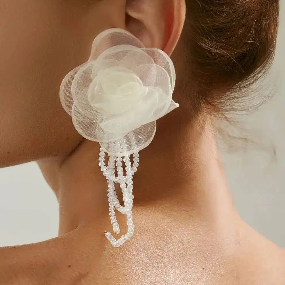 Lacteo 5 Stile Elegante Imitation Perle Kunststoff Blume Tropfen Ohrringe Frauen Temperament Piercing Anhänger Ohrringe Hochzeit Schmuck